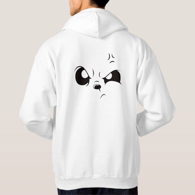 Grumpy Panda Face Minimalistisk Vit Överstor Hoodi Hoodie (Baksida)