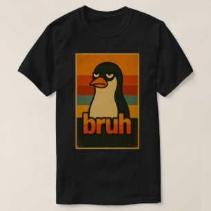 Grumpy Penguin “bruh” Meme – Rolig Retro Vintage T Shirt