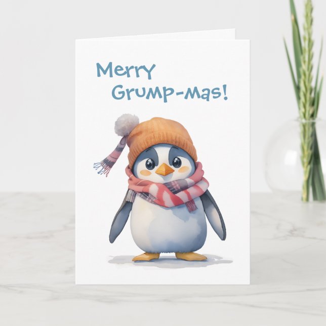 Grumpy Penguin Grinch Humor Helgdag Kort (Framsida)