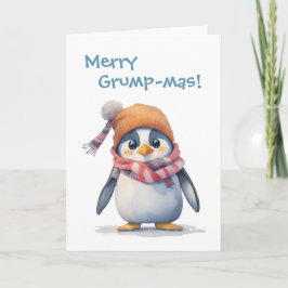 Grumpy Penguin Grinch Humor Helgdag Kort