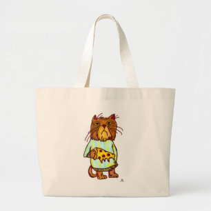Grumpy Pizza Pet Funny Cat Art Design Jumbo Tygkasse