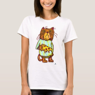 Grumpy Pizza Pet Funny Cat Art Design T Shirt