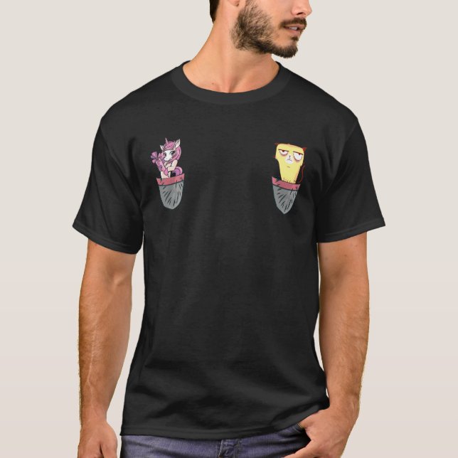 Grumpy Pocket Cat Unicorn Meowgical Caticorn Gift T Shirt (Framsida)