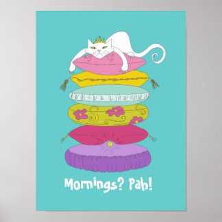 Grumpy princess cat and the pea colorful posters