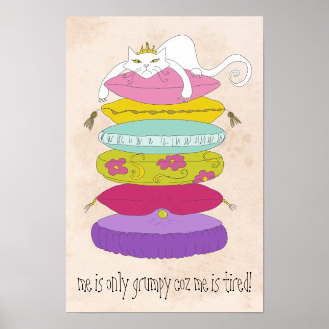Grumpy princess cat och ärtfärgade poster (Framsidan)
