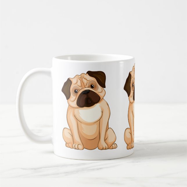 Grumpy Pug Tecknad Film Kaffemugg (Vänster)
