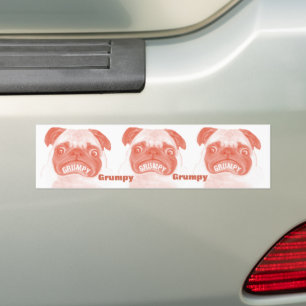 Grumpy Pug Times Tre Bildekal