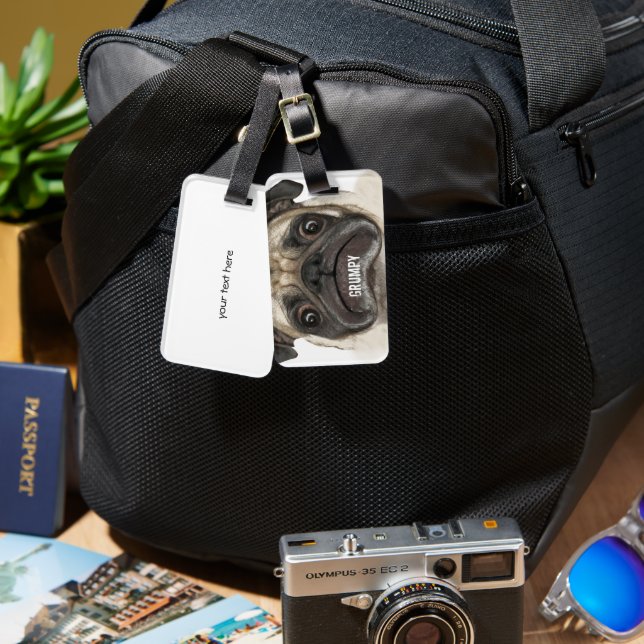 Grumpy Puggy Gifts Bagagebricka (Fram & Baksida)