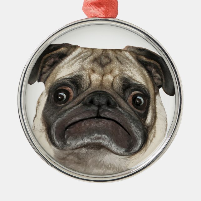 Grumpy Puggy Gifts Julgransprydnad Metall (Framsidan)