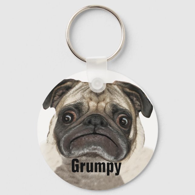 Grumpy Puggy Gifts Nyckelring (Framsida)