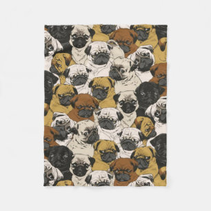 Grumpy Pugs / Funny Cute Pug Hundar Puppies Mönst Fleecefilt