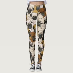 Grumpy Pugs / Funny Cute Pug Hundar Puppies Mönst Leggings