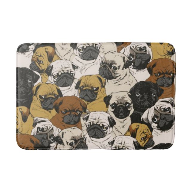 Grumpy Pugs / Funny Cute Pug Hundar Puppies Mönste Badrumsmatta (Framsidan)