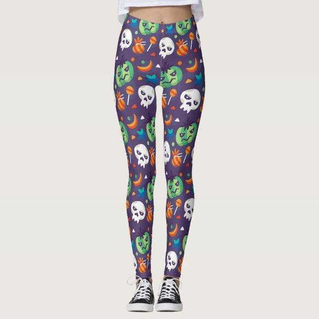 Grumpy Pumpkins Halloween Leggings (Framsida)