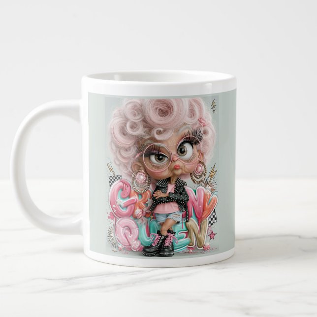 Grumpy Queen Pink Punk Jumbo Mugg (Vänster)