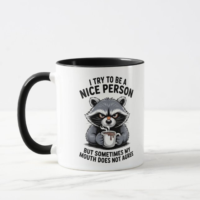 Grumpy Raccoon Coffee Mug Mugg (Vänster)