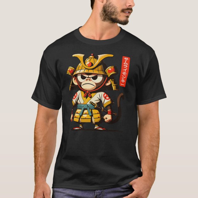 Grumpy Samurai monkey - Matsumoto Hoji Style T Shirt (Framsida)