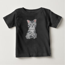 Grumpy seriefigur av en tabby kattunge som sitter