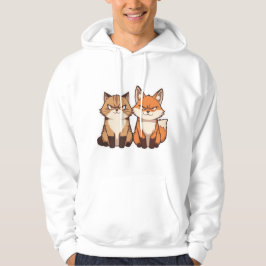 Grumpy serieteckning Katt- och rävduo Kawaii Hoodi Hoodie