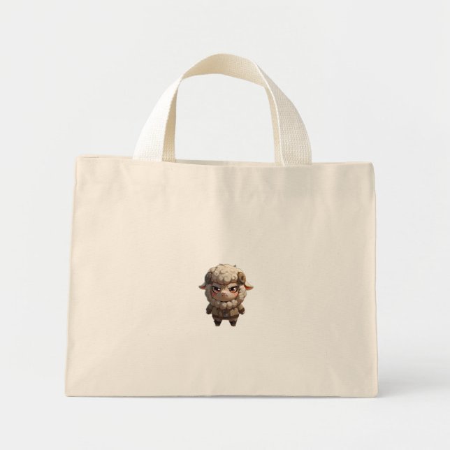 Grumpy Sheep Tote Bag - Fågelfull Mini Tygkasse (Framsidan)