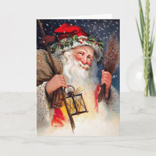 Grumpy Sledding Santa Vintage julkort Helgkort
