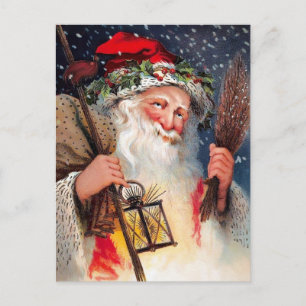 Grumpy Sledding Santa Vintage julvykort Vykort