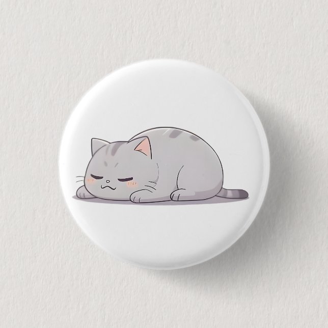 Grumpy Sleepy Cat Kawaii Design Knapp (Framsida)