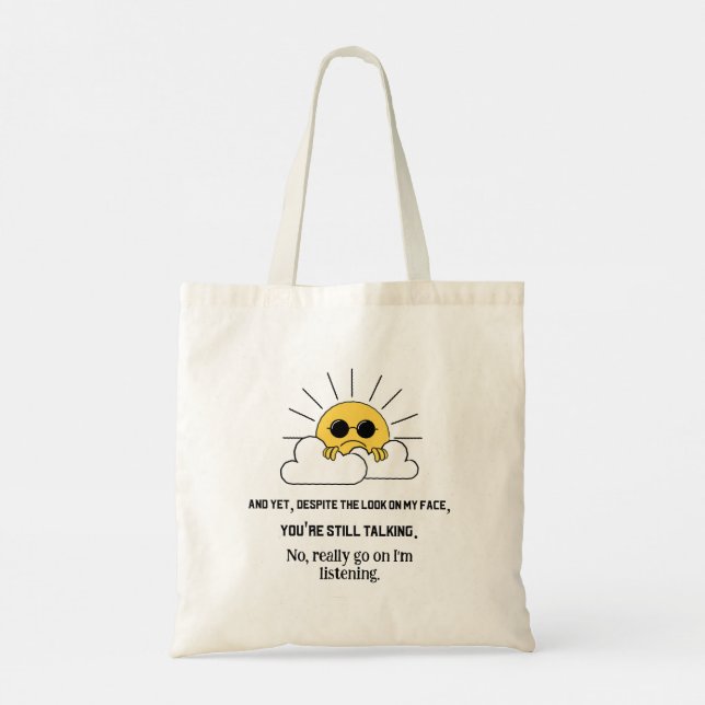 Grumpy sol Tote Bag Tygkasse (Baksida)