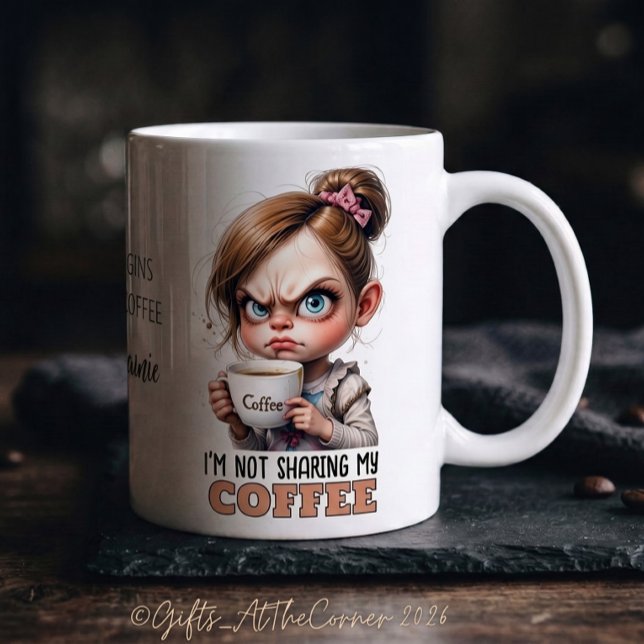Grumpy Söt Tjej Dricker Kaffe Roligt Citat Kaffemugg (Skapare uppladdad)