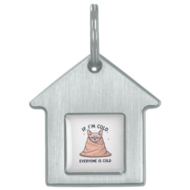 Grumpy Sphynx Cat Cold Humor Cartoon Art ID-bricka Husdjur (Framsidan)