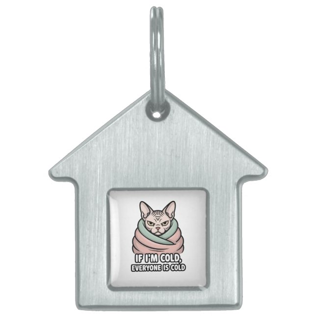 Grumpy Sphynx Cat Cold Humor Cartoon Art ID-bricka Husdjur (Framsidan)