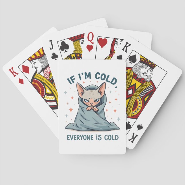 Grumpy Sphynx Cat Cold Humor Cartoon Design Casinokort (Baksidan)