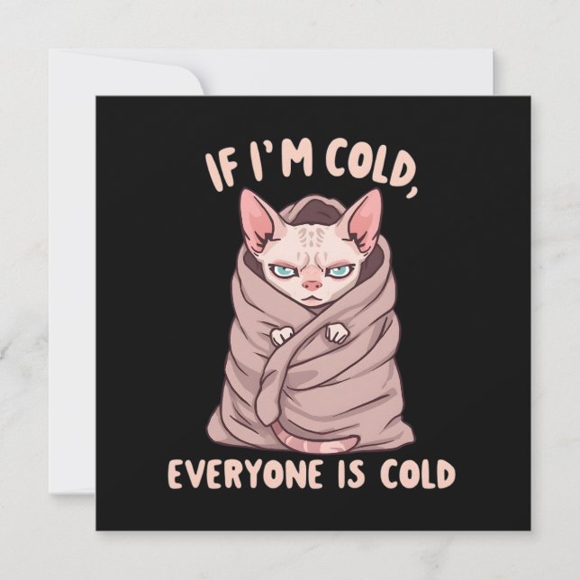 Grumpy Sphynx Cat Cold Humor Illustration Julkort (Framsida)
