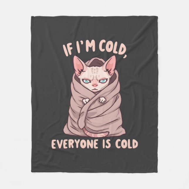 Grumpy Sphynx Katt Kall Humor Illustration Fleecefilt (Framsidan)