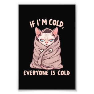 Grumpy Sphynx Katt Kall Humor Illustration Fototryck