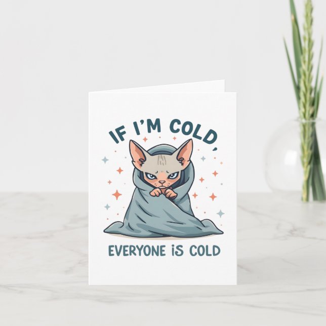 Grumpy Sphynx Katt Kall Humor Tecknad Design Helgkort (Framsida)