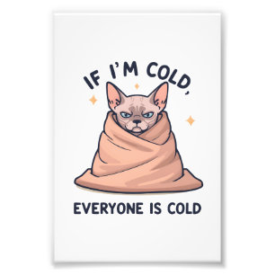 Grumpy Sphynx Katt Kall Humor Tecknad Konst Fototryck