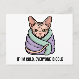 Grumpy Sphynx Katt Kall Humor Tecknad Konst Vykort