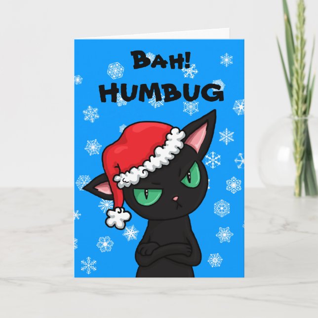Grumpy svart jul för kattBah Humbug Helgkort (Framsida)
