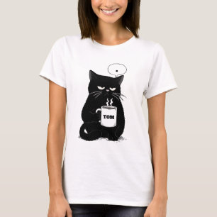 Grumpy svart katt kaffefantastiskt roligt anpassad t shirt