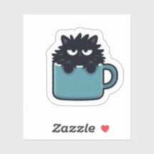 Grumpy svart katt kaffemugg klistermärke