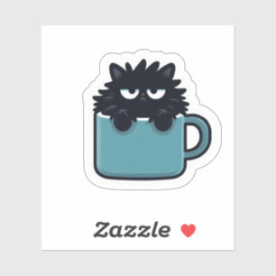 Grumpy svart katt kaffemugg klistermärke klistermärken