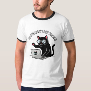 Grumpy svart katt som i min senaste e-post kontor t shirt