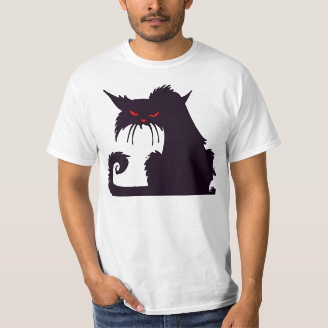 Grumpy svart katt tee shirt (Framsida)