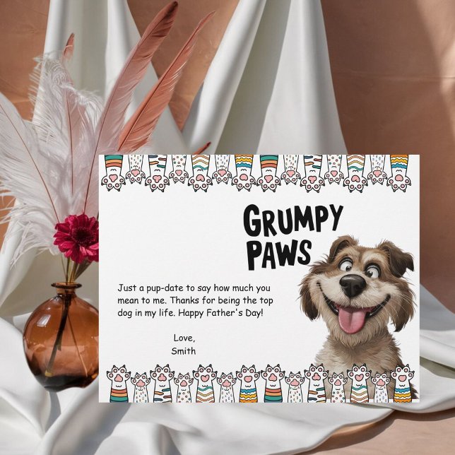 Grumpy Tassar Fars dag Letterhead Brevhuvud (Fetch smiles this Father's Day with our playful dog-themed letterhead!)