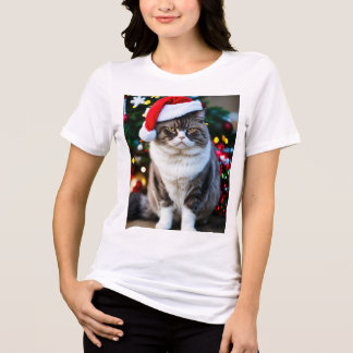 Grumpy Tjock Katt i julklapp: Festive Roligt T Shirt