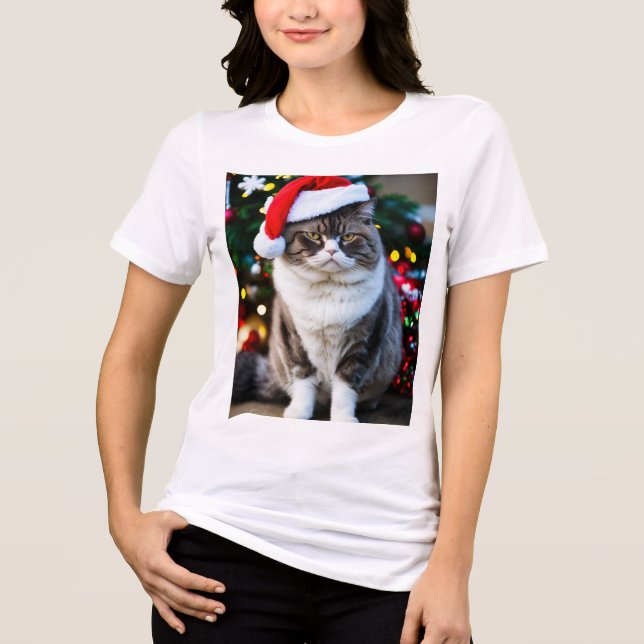 Grumpy Tjock Katt i julklapp: Festive Roligt T Shirt (Framsida)