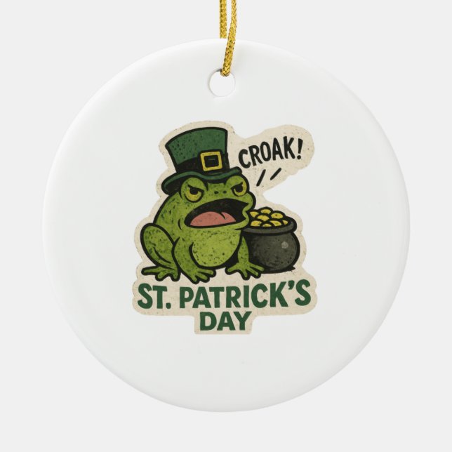 Grumpy Tomte Groda St.Patrick's Day Julgransprydnad Keramik (Framsidan)