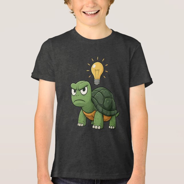 Grumpy Tortoise Kids Cartoon T-Shirt (Framsida)