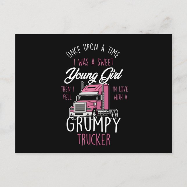 Grumpy Trucker Girl Truck Driver Women Once A Swee Vykort (Framsida)